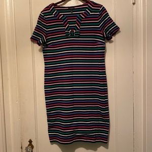 Talbots Black And Multicolored Striped Dress EUC